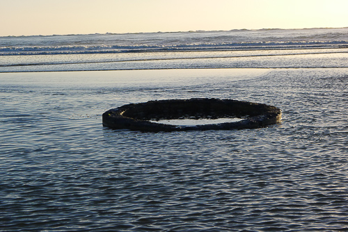 The WWII gun turret is visible now at super-low tides.